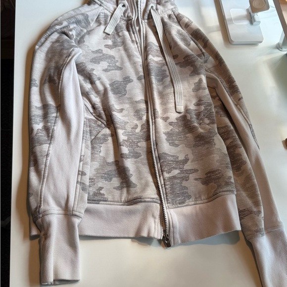 Athleta Tops - Athleta Soft Gray Camo Zip Up Hoodie